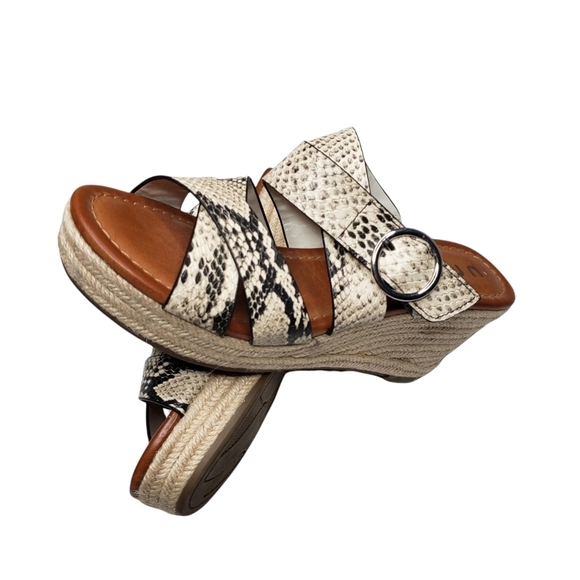 Unisa | Snake Skin Faux Leather Slip On Open Toe Espadrille Wedge Sandals 7.5 - Picture 6 of 11
